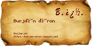 Burján Áron névjegykártya